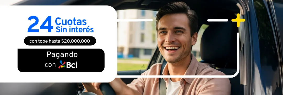 Pagando con tus Tarjetas de Crédito Bci en la compra o renovación de autos.